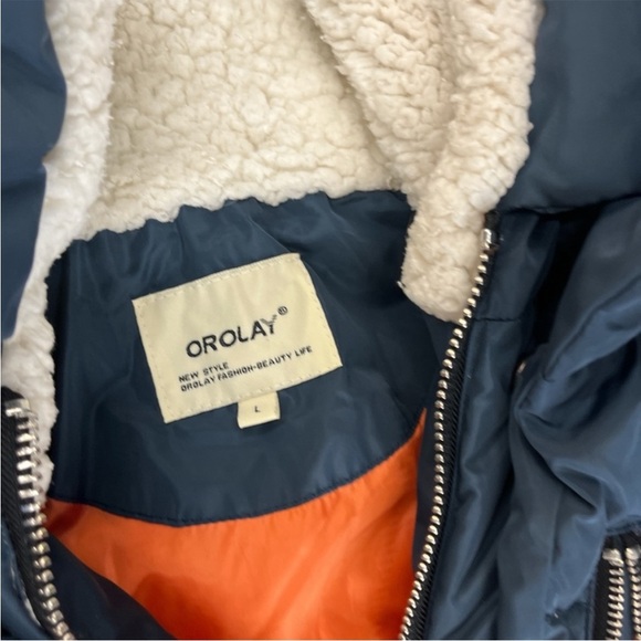 OLAY Blue Jacket with Orange and White Accents - Picture 2 of 2